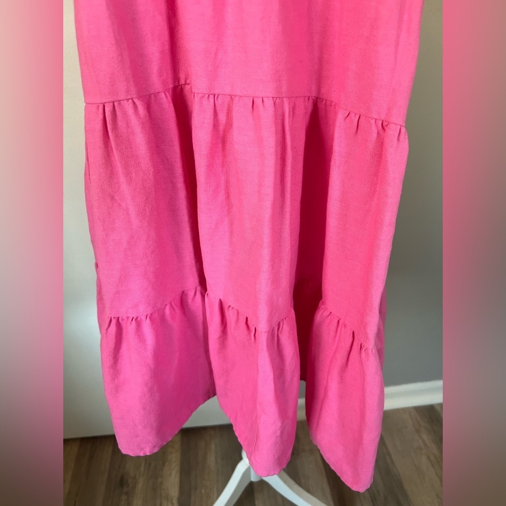 Petal & Pup Woman’s Light Pink Linen Blend Airy Tiered Summer Spring Dress 6 - Picture 3 of 11